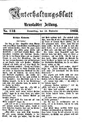 Neustadter Zeitung. Unterhaltungsblatt der Neustadter Zeitung (Neustadter Zeitung) Donnerstag 18. September 1862