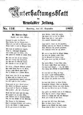 Neustadter Zeitung. Unterhaltungsblatt der Neustadter Zeitung (Neustadter Zeitung) Samstag 27. September 1862