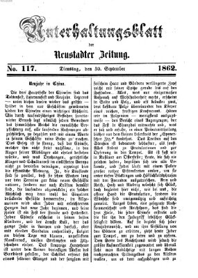 Neustadter Zeitung. Unterhaltungsblatt der Neustadter Zeitung (Neustadter Zeitung) Dienstag 30. September 1862