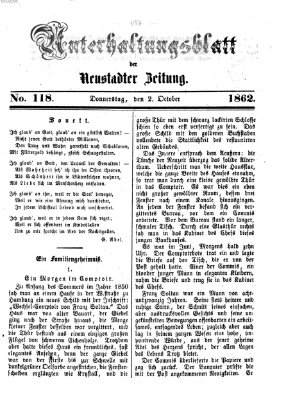 Neustadter Zeitung. Unterhaltungsblatt der Neustadter Zeitung (Neustadter Zeitung) Donnerstag 2. Oktober 1862