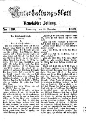 Neustadter Zeitung. Unterhaltungsblatt der Neustadter Zeitung (Neustadter Zeitung) Donnerstag 13. November 1862