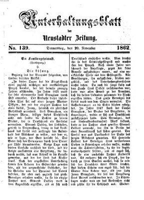 Neustadter Zeitung. Unterhaltungsblatt der Neustadter Zeitung (Neustadter Zeitung) Donnerstag 20. November 1862