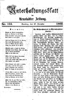 Neustadter Zeitung. Unterhaltungsblatt der Neustadter Zeitung (Neustadter Zeitung) Samstag 27. Dezember 1862