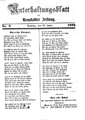 Neustadter Zeitung. Unterhaltungsblatt der Neustadter Zeitung (Neustadter Zeitung) Samstag 17. Januar 1863