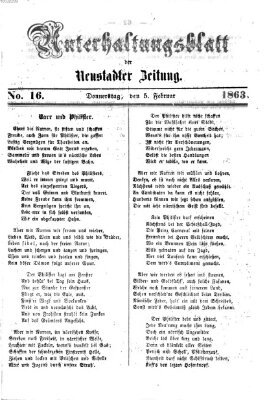 Neustadter Zeitung. Unterhaltungsblatt der Neustadter Zeitung (Neustadter Zeitung) Donnerstag 5. Februar 1863