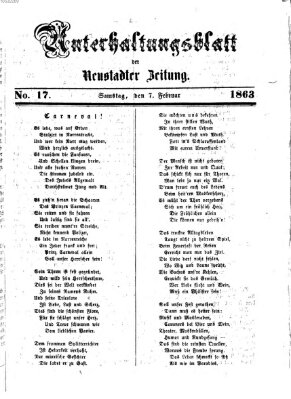 Neustadter Zeitung. Unterhaltungsblatt der Neustadter Zeitung (Neustadter Zeitung) Samstag 7. Februar 1863