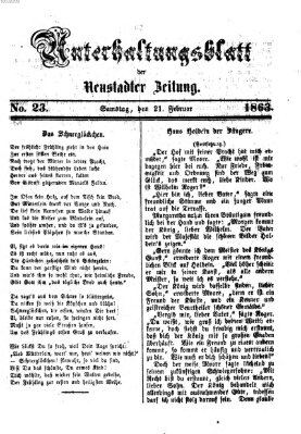 Neustadter Zeitung. Unterhaltungsblatt der Neustadter Zeitung (Neustadter Zeitung) Samstag 21. Februar 1863