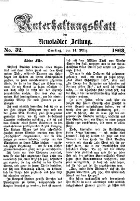 Neustadter Zeitung. Unterhaltungsblatt der Neustadter Zeitung (Neustadter Zeitung) Samstag 14. März 1863