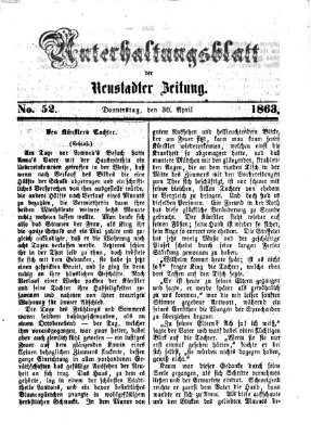 Neustadter Zeitung. Unterhaltungsblatt der Neustadter Zeitung (Neustadter Zeitung) Donnerstag 30. April 1863