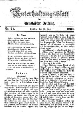 Neustadter Zeitung. Unterhaltungsblatt der Neustadter Zeitung (Neustadter Zeitung) Samstag 13. Juni 1863