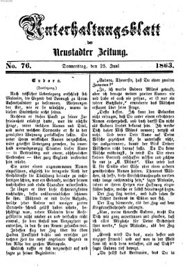 Neustadter Zeitung. Unterhaltungsblatt der Neustadter Zeitung (Neustadter Zeitung) Donnerstag 25. Juni 1863