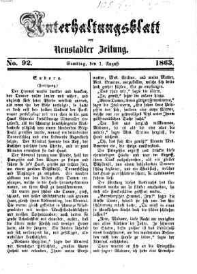 Neustadter Zeitung. Unterhaltungsblatt der Neustadter Zeitung (Neustadter Zeitung) Samstag 1. August 1863