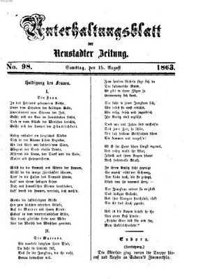 Neustadter Zeitung. Unterhaltungsblatt der Neustadter Zeitung (Neustadter Zeitung) Samstag 15. August 1863