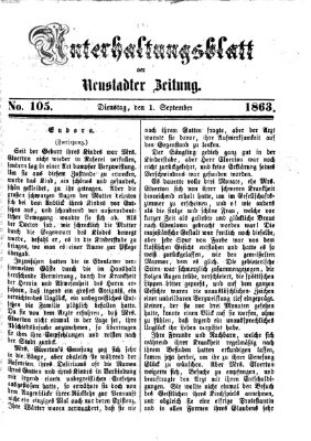 Neustadter Zeitung. Unterhaltungsblatt der Neustadter Zeitung (Neustadter Zeitung) Dienstag 1. September 1863