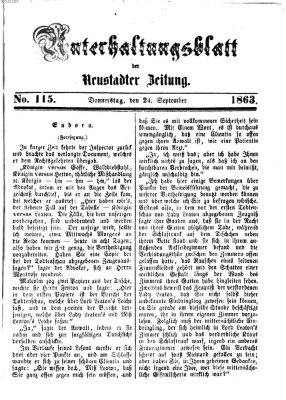 Neustadter Zeitung. Unterhaltungsblatt der Neustadter Zeitung (Neustadter Zeitung) Donnerstag 24. September 1863