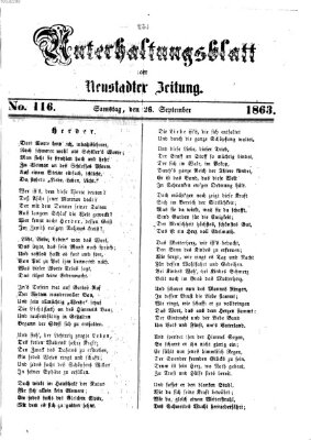 Neustadter Zeitung. Unterhaltungsblatt der Neustadter Zeitung (Neustadter Zeitung) Samstag 26. September 1863