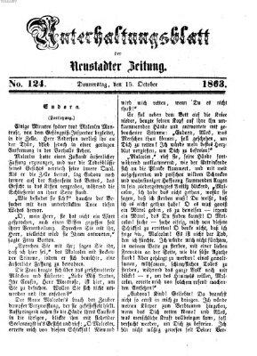 Neustadter Zeitung. Unterhaltungsblatt der Neustadter Zeitung (Neustadter Zeitung) Donnerstag 15. Oktober 1863