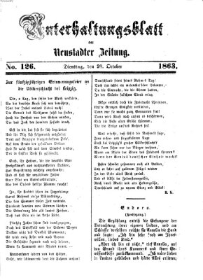 Neustadter Zeitung. Unterhaltungsblatt der Neustadter Zeitung (Neustadter Zeitung) Dienstag 20. Oktober 1863