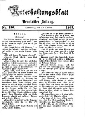 Neustadter Zeitung. Unterhaltungsblatt der Neustadter Zeitung (Neustadter Zeitung) Donnerstag 29. Oktober 1863