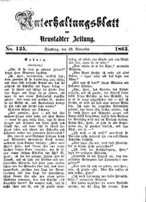 Neustadter Zeitung. Unterhaltungsblatt der Neustadter Zeitung (Neustadter Zeitung) Dienstag 10. November 1863