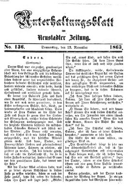 Neustadter Zeitung. Unterhaltungsblatt der Neustadter Zeitung (Neustadter Zeitung) Donnerstag 12. November 1863