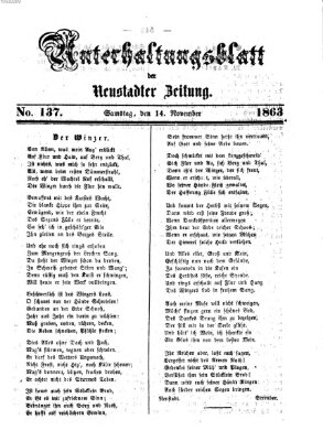 Neustadter Zeitung. Unterhaltungsblatt der Neustadter Zeitung (Neustadter Zeitung) Samstag 14. November 1863