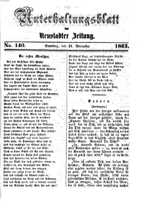 Neustadter Zeitung. Unterhaltungsblatt der Neustadter Zeitung (Neustadter Zeitung) Samstag 21. November 1863