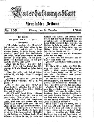 Neustadter Zeitung. Unterhaltungsblatt der Neustadter Zeitung (Neustadter Zeitung) Dienstag 22. Dezember 1863