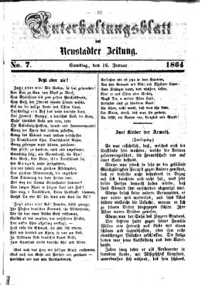 Neustadter Zeitung. Unterhaltungsblatt der Neustadter Zeitung (Neustadter Zeitung) Samstag 16. Januar 1864