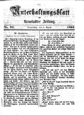 Neustadter Zeitung. Unterhaltungsblatt der Neustadter Zeitung (Neustadter Zeitung) Donnerstag 4. August 1864