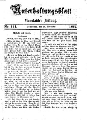 Neustadter Zeitung. Unterhaltungsblatt der Neustadter Zeitung (Neustadter Zeitung) Donnerstag 24. November 1864