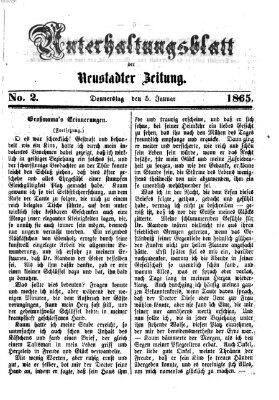 Neustadter Zeitung. Unterhaltungsblatt der Neustadter Zeitung (Neustadter Zeitung) Donnerstag 5. Januar 1865