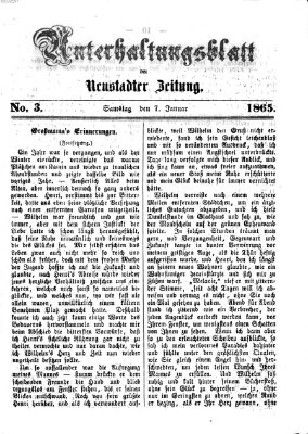 Neustadter Zeitung. Unterhaltungsblatt der Neustadter Zeitung (Neustadter Zeitung) Samstag 7. Januar 1865