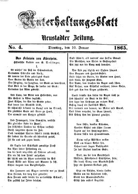 Neustadter Zeitung. Unterhaltungsblatt der Neustadter Zeitung (Neustadter Zeitung) Dienstag 10. Januar 1865