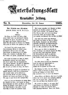 Neustadter Zeitung. Unterhaltungsblatt der Neustadter Zeitung (Neustadter Zeitung) Donnerstag 12. Januar 1865