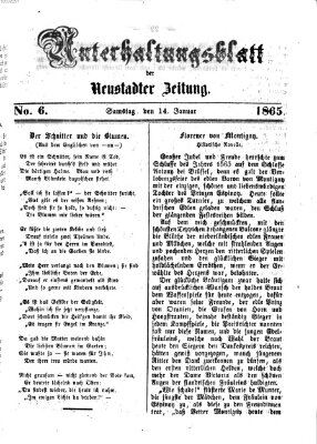 Neustadter Zeitung. Unterhaltungsblatt der Neustadter Zeitung (Neustadter Zeitung) Samstag 14. Januar 1865