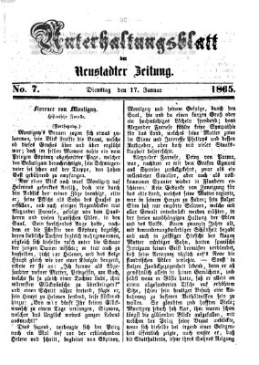 Neustadter Zeitung. Unterhaltungsblatt der Neustadter Zeitung (Neustadter Zeitung) Dienstag 17. Januar 1865