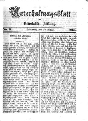 Neustadter Zeitung. Unterhaltungsblatt der Neustadter Zeitung (Neustadter Zeitung) Donnerstag 19. Januar 1865