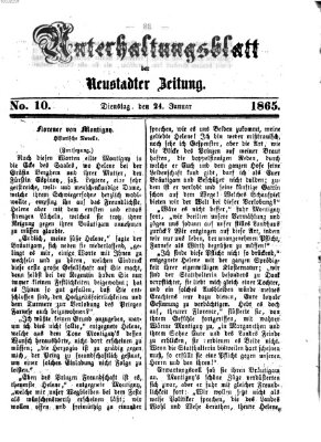 Neustadter Zeitung. Unterhaltungsblatt der Neustadter Zeitung (Neustadter Zeitung) Dienstag 24. Januar 1865