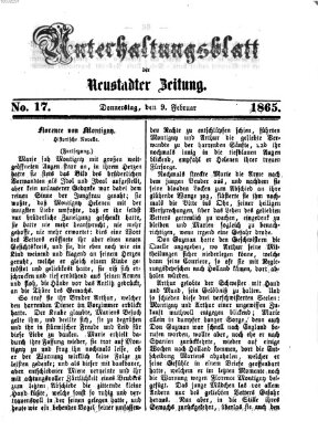 Neustadter Zeitung. Unterhaltungsblatt der Neustadter Zeitung (Neustadter Zeitung) Donnerstag 9. Februar 1865