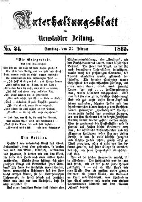 Neustadter Zeitung. Unterhaltungsblatt der Neustadter Zeitung (Neustadter Zeitung) Samstag 25. Februar 1865