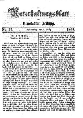 Neustadter Zeitung. Unterhaltungsblatt der Neustadter Zeitung (Neustadter Zeitung) Donnerstag 2. März 1865