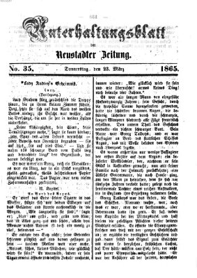 Neustadter Zeitung. Unterhaltungsblatt der Neustadter Zeitung (Neustadter Zeitung) Donnerstag 23. März 1865