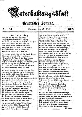 Neustadter Zeitung. Unterhaltungsblatt der Neustadter Zeitung (Neustadter Zeitung) Samstag 29. April 1865