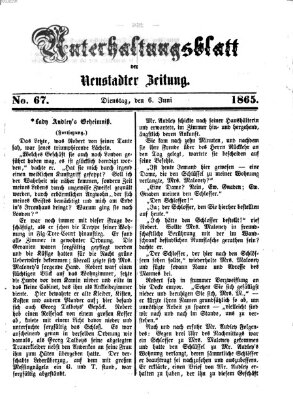 Neustadter Zeitung. Unterhaltungsblatt der Neustadter Zeitung (Neustadter Zeitung) Dienstag 6. Juni 1865