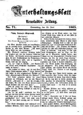 Neustadter Zeitung. Unterhaltungsblatt der Neustadter Zeitung (Neustadter Zeitung) Donnerstag 15. Juni 1865