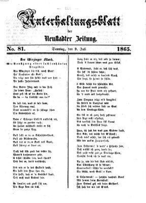 Neustadter Zeitung. Unterhaltungsblatt der Neustadter Zeitung (Neustadter Zeitung) Sonntag 9. Juli 1865