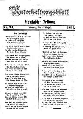 Neustadter Zeitung. Unterhaltungsblatt der Neustadter Zeitung (Neustadter Zeitung) Sonntag 6. August 1865