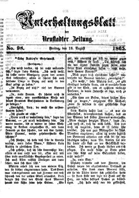 Neustadter Zeitung. Unterhaltungsblatt der Neustadter Zeitung (Neustadter Zeitung) Freitag 18. August 1865