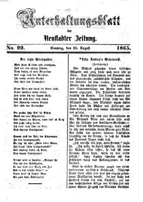 Neustadter Zeitung. Unterhaltungsblatt der Neustadter Zeitung (Neustadter Zeitung) Sonntag 20. August 1865